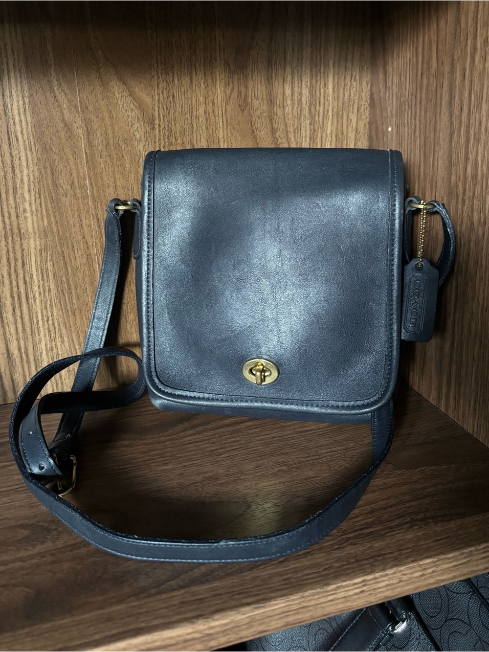 Vintage 1999 Coach Companion Flap Bag in Navy